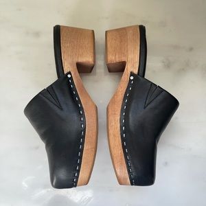 CHARLOTTE STONE black leather Martino Clogs